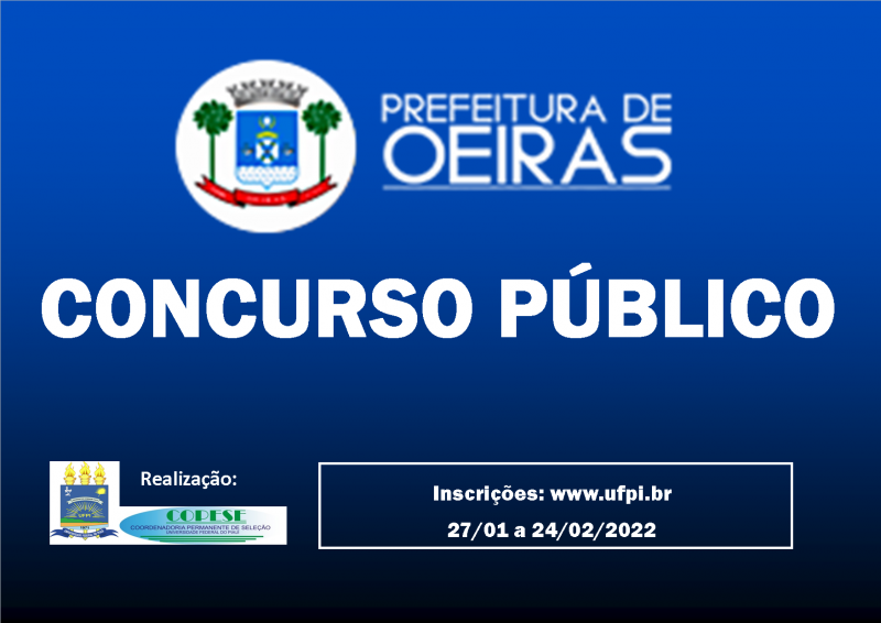 Concurso Público - Edital 001/2022 - Prefeitura de Oeiras