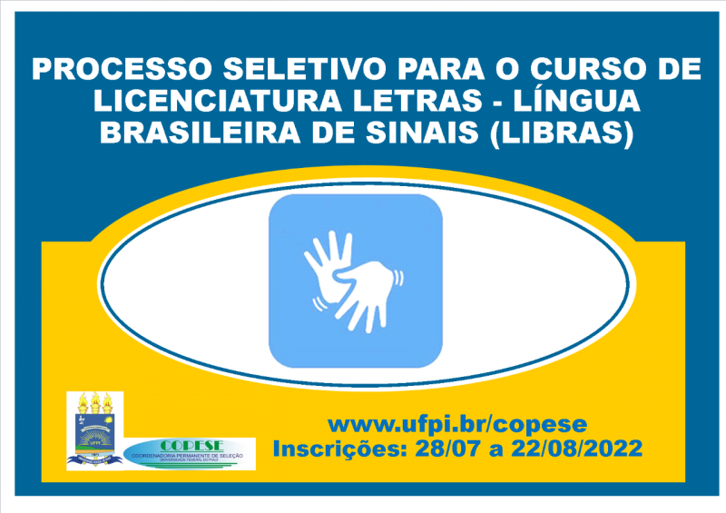 Processo Seletivo Licenciatura em Letras-LIBRAS - Edital 15/2022