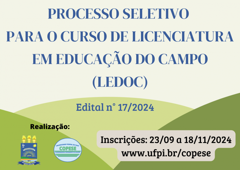 Processo Seletivo para os Cursos de Educação do Campo-LEDOC-Edital 17/2024